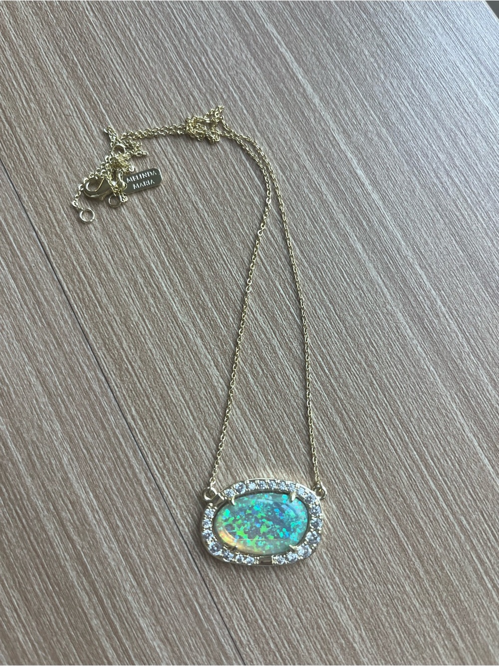Melinda Maria Gold Necklace with Blue-Green Opal Pendant